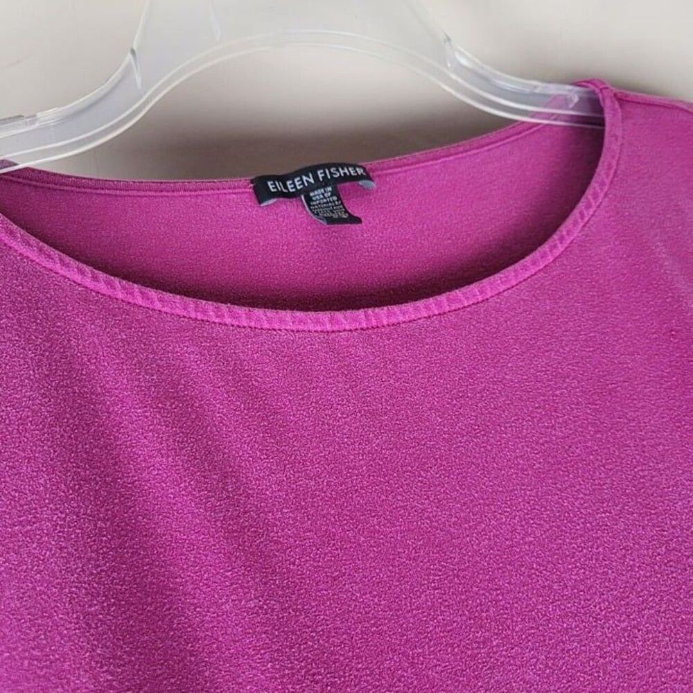 Eileen Fisher Size L Tencel Stretch Jersey T-Shirt Dress Short Sleeve Dark Pink - Picture 7 of 12